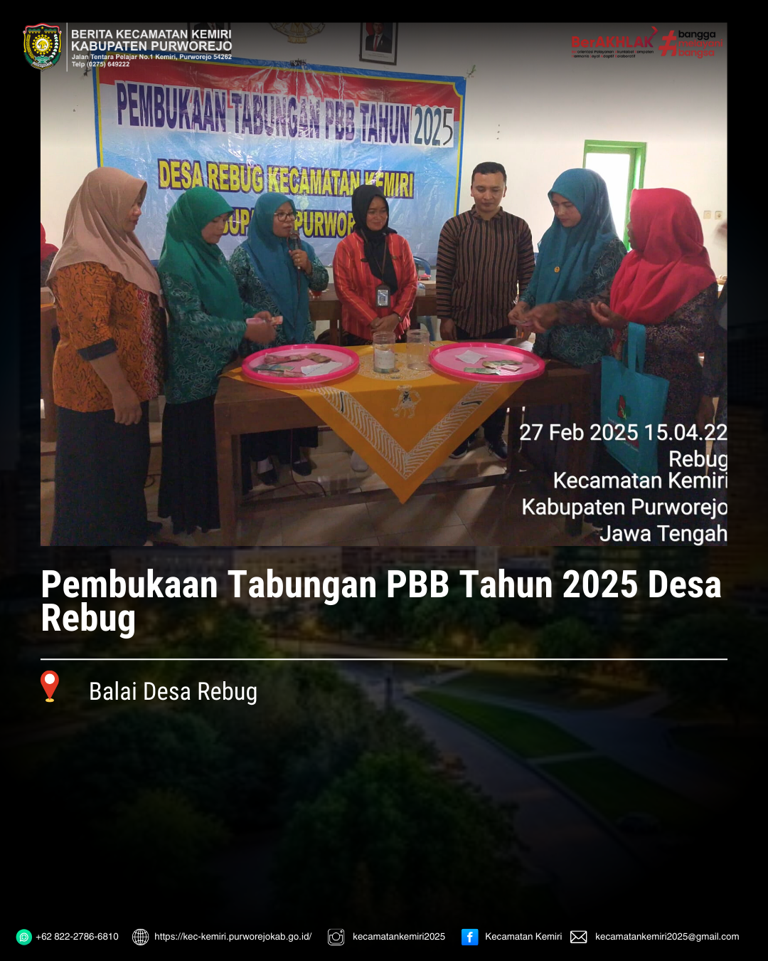 Pembukaan Tabungan PBB 2025 Desa Rebug Dihadiri TP PKK Kecamatan Kemiri