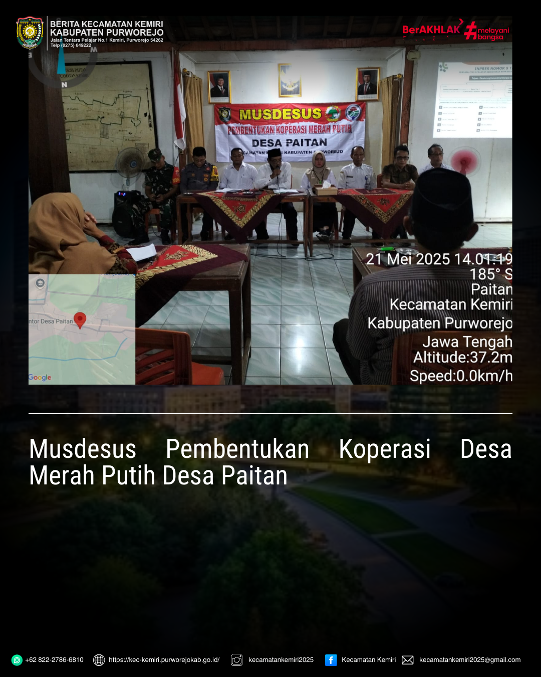 Monitoring Musdesus pembentukan Koperasi Desa Merah Putih Desa Paitan Kecamatan Kemiri
