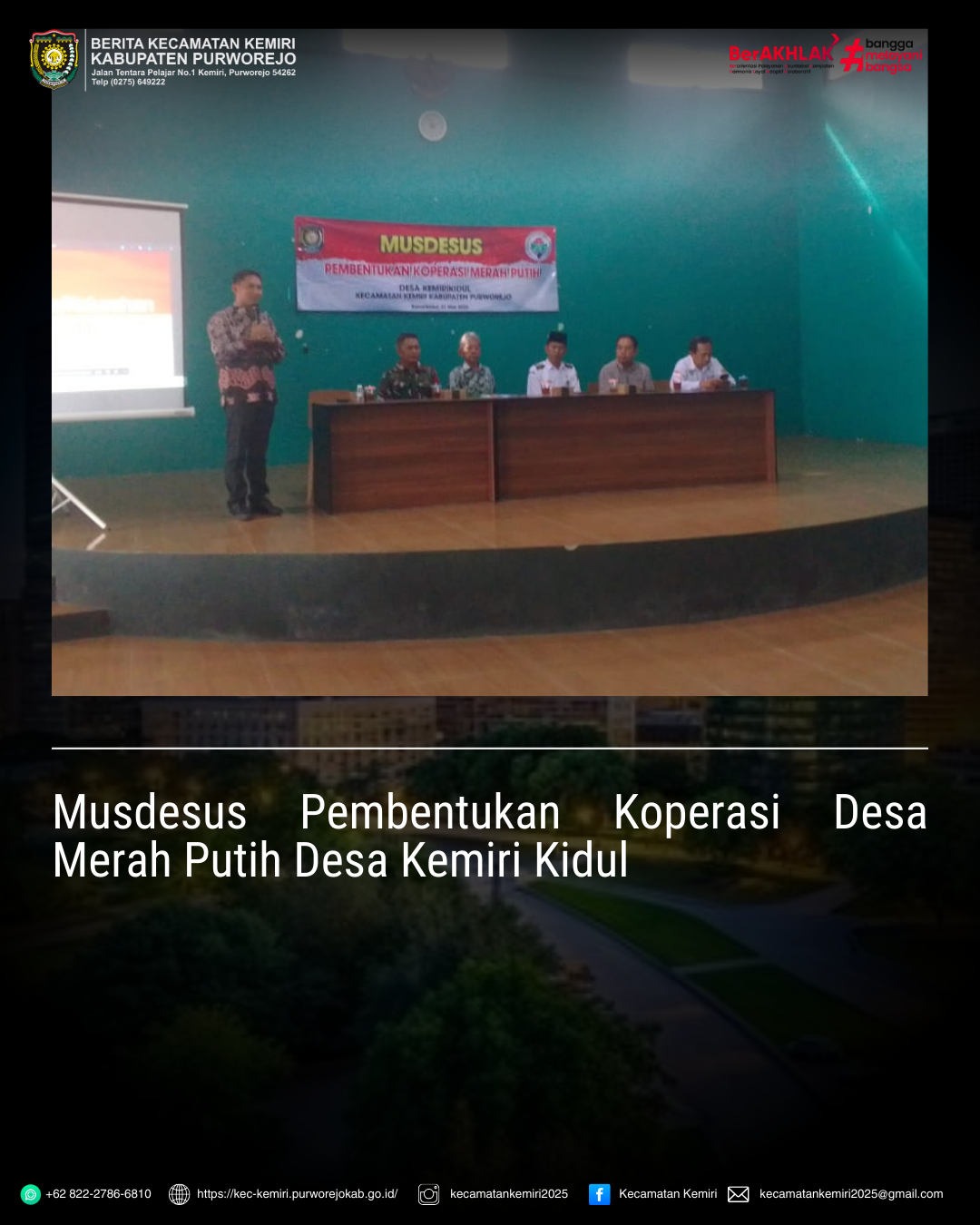 Monitoring Musdesus pembentukan Koperasi Desa Merah Putih Desa Kemiri Kidul Kecamatan Kemiri