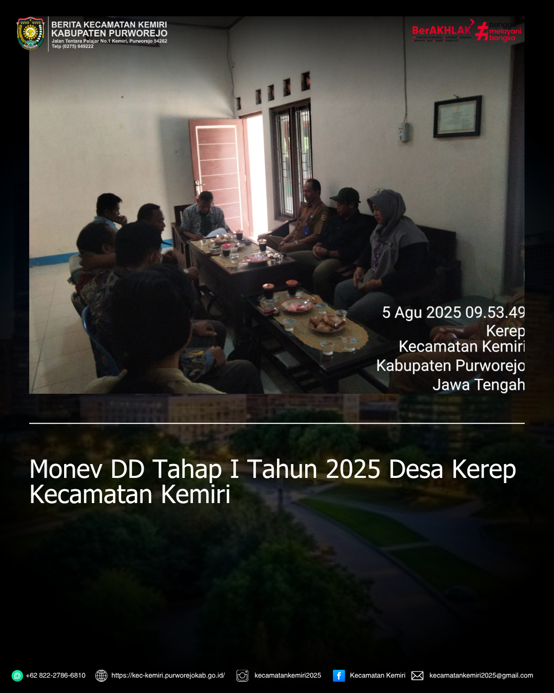 Monev DD Tahap I Tahun 2025 Desa Kerep Kecamatan Kemiri